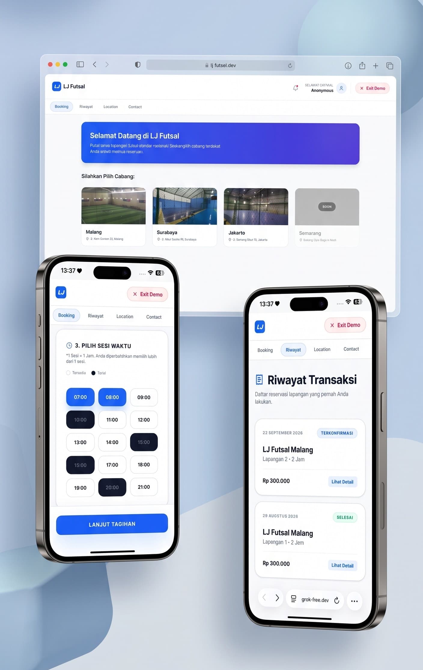 Mockup LJ Futsal Mobile